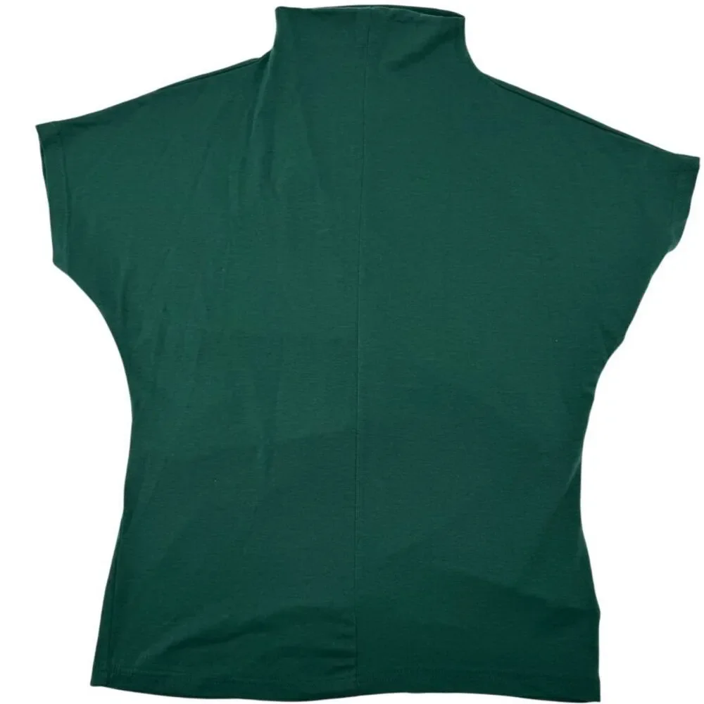Mock Neck Sleeveless Top Forest Green Blouse‎